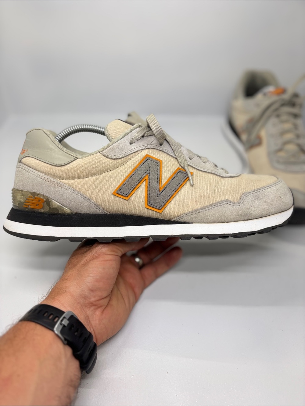 New Balance 515 Retro ML515OBM Men’s Size 12 Gray Beige Suede Mesh Sneakers - Picture 5 of 15